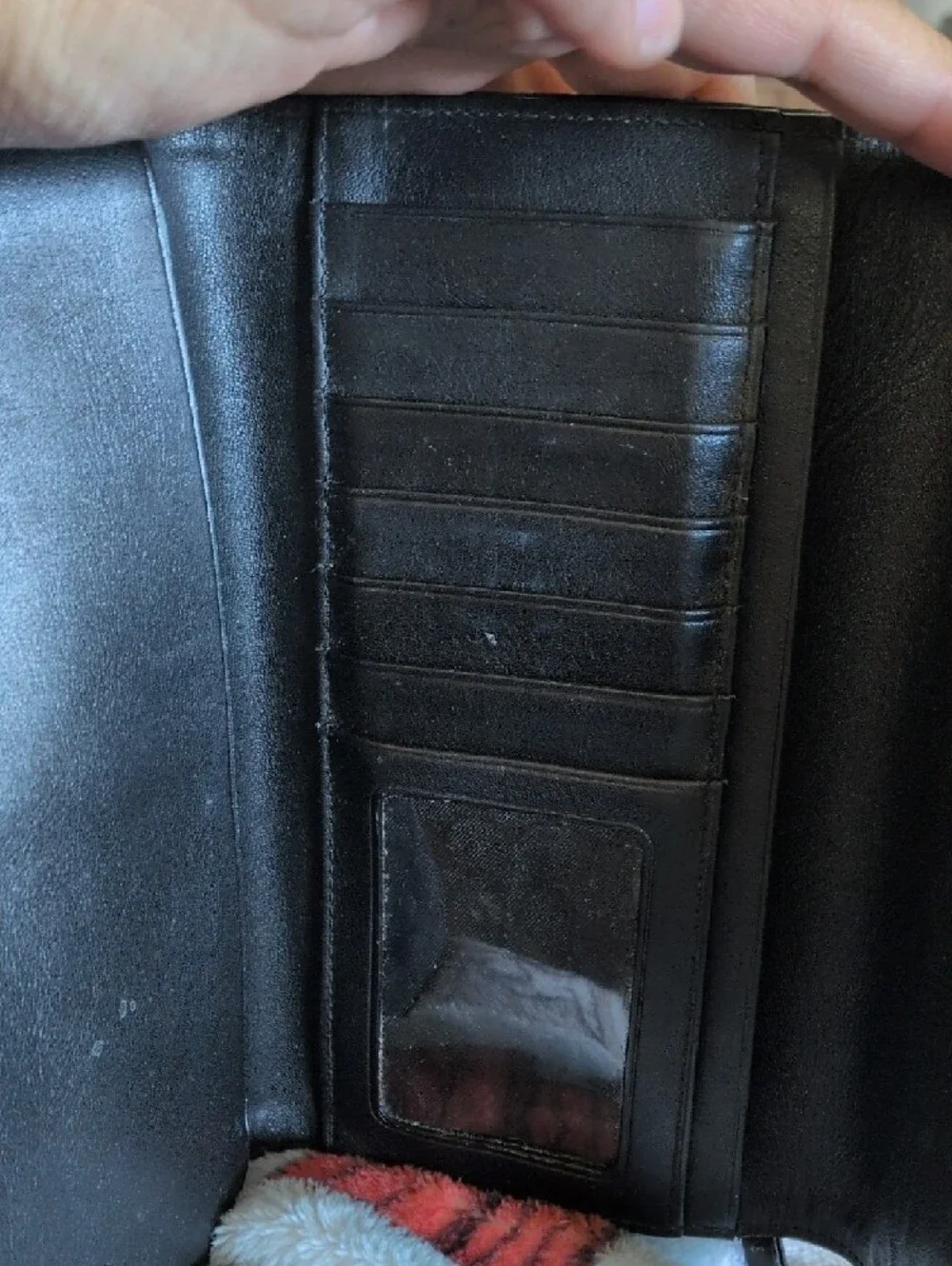 Coach Vintage Black Leather Continental Wallet with White Stitching